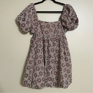 Storia Floral Puff Sleeve floral bubble hem Mini Dress medium